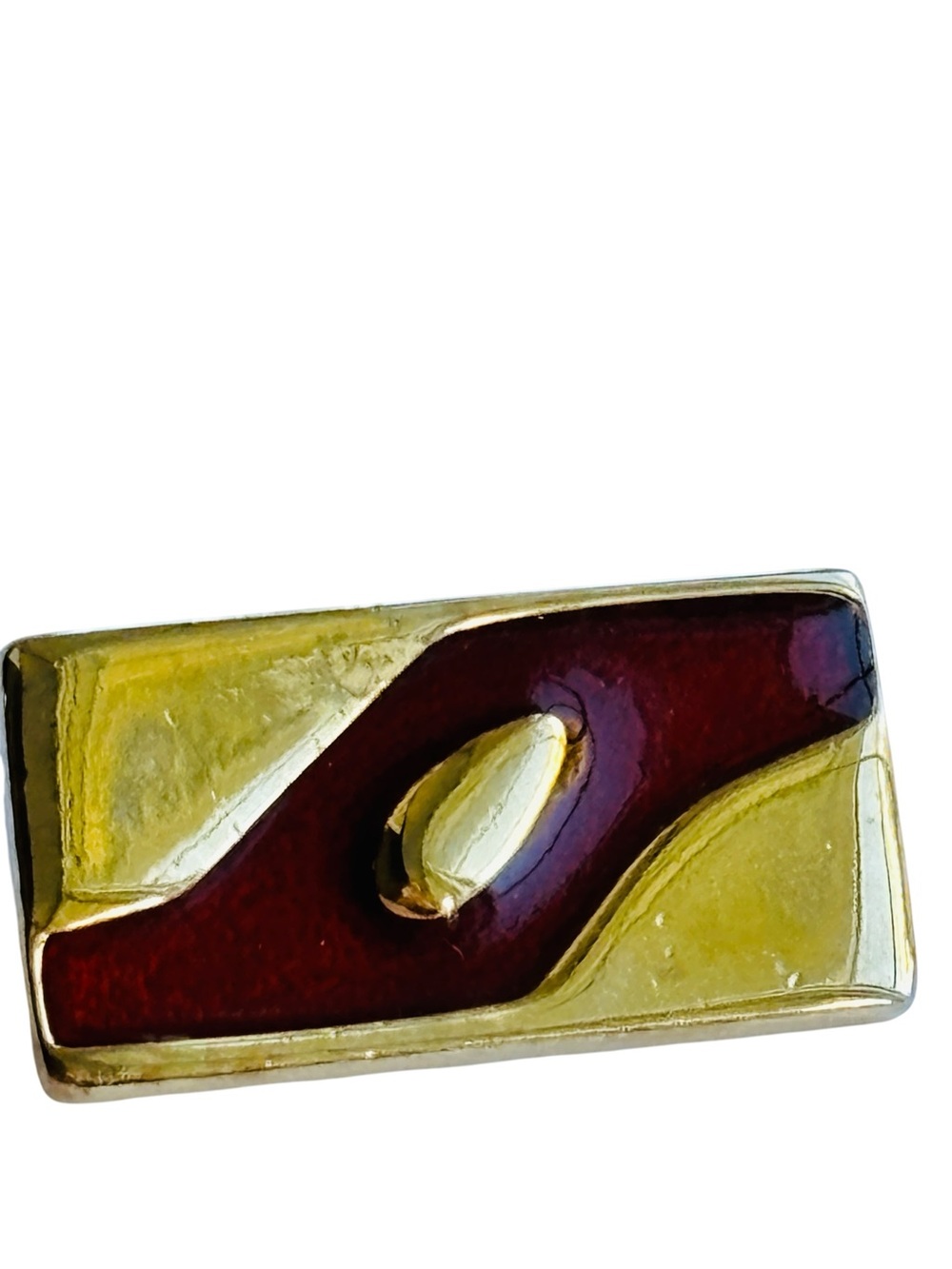 Bergere Signed Vintage Modernist Enamel Gold Tone Brooch 1950s 60s 1.25”